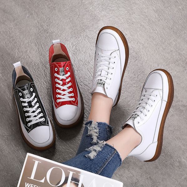 dress shoe genuine leather sneakers round toe lace up fashion ladies trainers retro vulcanized walking shoes woman summer flats boots 230818, Black
dress shoe genuine leather sneakers round toe lace up fashion ladies trainers retro vulcanized walking shoes woman summer flats boots 230818, Black