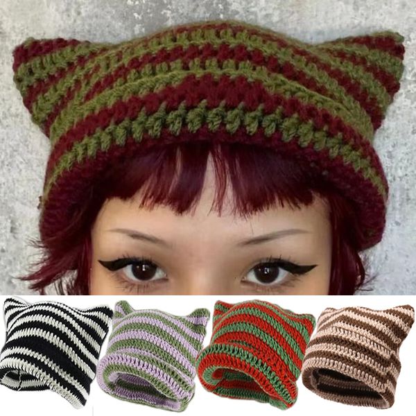 beanie skull caps y2k japanese streetwear harajuku beanie little devil striped knitted hat women autumn winter bonnet cute cat ears cap 2308, Blue;gray
beanie skull caps y2k japanese streetwear harajuku beanie little devil striped knitted hat women autumn winter bonnet cute cat ears cap 2308, Blue;gray