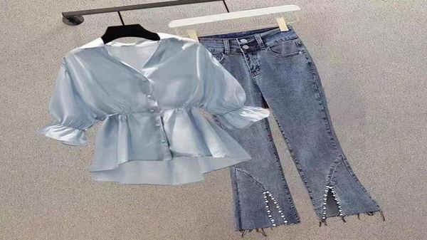 women039s two piece pants summer fashion wear suit 2023 design micro flared jeans shirt short sleeve casual twopiece setwomen9805692, White
women039s two piece pants summer fashion wear suit 2023 design micro flared jeans shirt short sleeve casual twopiece setwomen9805692, White