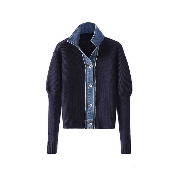 womens knits tees korean fashion sweater jacket spring autumn denim patchwork knit cardigan turndown collar single breasted vingtage coat 23, White
womens knits tees korean fashion sweater jacket spring autumn denim patchwork knit cardigan turndown collar single breasted vingtage coat 23, White