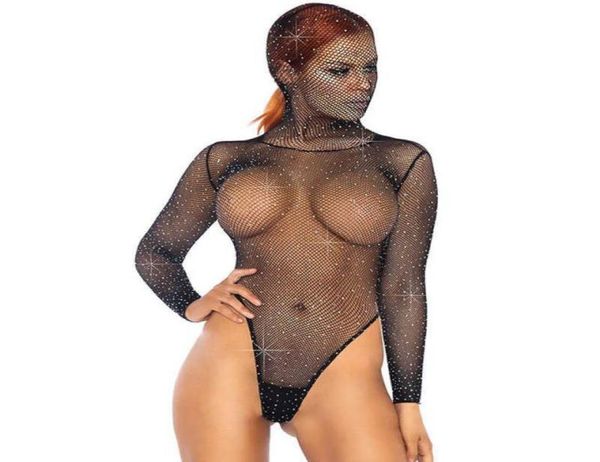 hollow lingerie hooded bodysuit women brief sets transparent rhine erotic underwear set one-piece open bras x06222923628, Red;black
