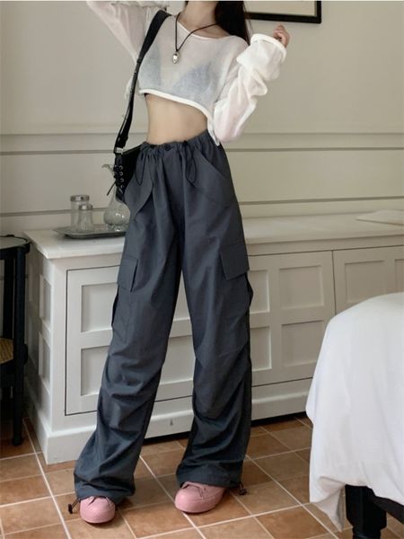 women's pants s deeptown y2k hippie grey cargo parachute pant kpop streetwear oversize baggy trousers harajuku fashion wide leg pantalo, Black;white
women's pants s deeptown y2k hippie grey cargo parachute pant kpop streetwear oversize baggy trousers harajuku fashion wide leg pantalo, Black;white