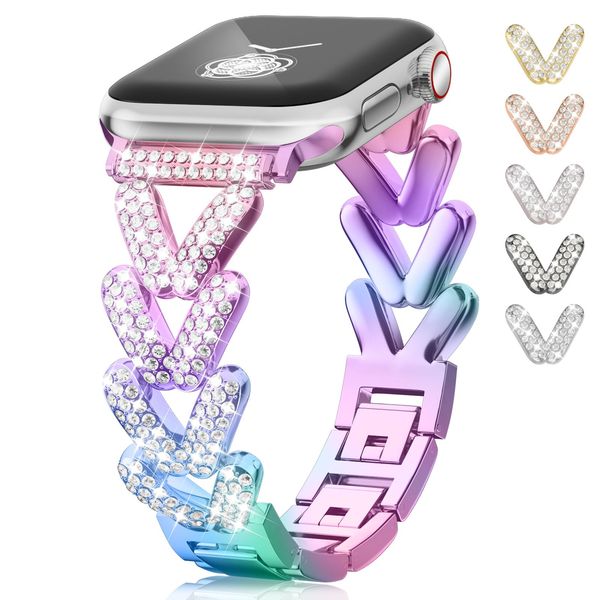 Delightor New Chroma Metal Diamond Band - Compatible with Apple Watch Series 8/7/6/5/4/3/2/1/SE/Ultra- Shiny and Stylish for Women iwatch band in Sizes
Delightor New Chroma Metal Diamond Band - Compatible with Apple Watch Series 8/7/6/5/4/3/2/1/SE/Ultra- Shiny and Stylish for Women iwatch band in Sizes