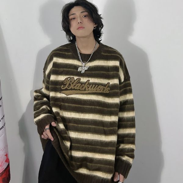 men's tracksuits 2023 american stripe round neck loose sweater for men sweaters pullover and women oversize simple knitwear couple coat, Gray
men's tracksuits 2023 american stripe round neck loose sweater for men sweaters pullover and women oversize simple knitwear couple coat, Gray