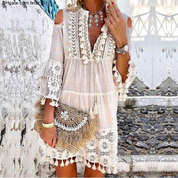 dresses summer casual tassel boho dres v neck seven sleeve loose fit beach wear femme holiday bohemian chic short 230411, White
dresses summer casual tassel boho dres v neck seven sleeve loose fit beach wear femme holiday bohemian chic short 230411, White