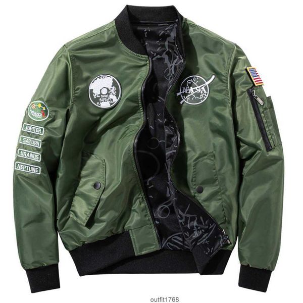 large nasa co branded ma-1 men's pilot double sided jacket fashion casual embroidery coat men, Black;brown
large nasa co branded ma-1 men's pilot double sided jacket fashion casual embroidery coat men, Black;brown