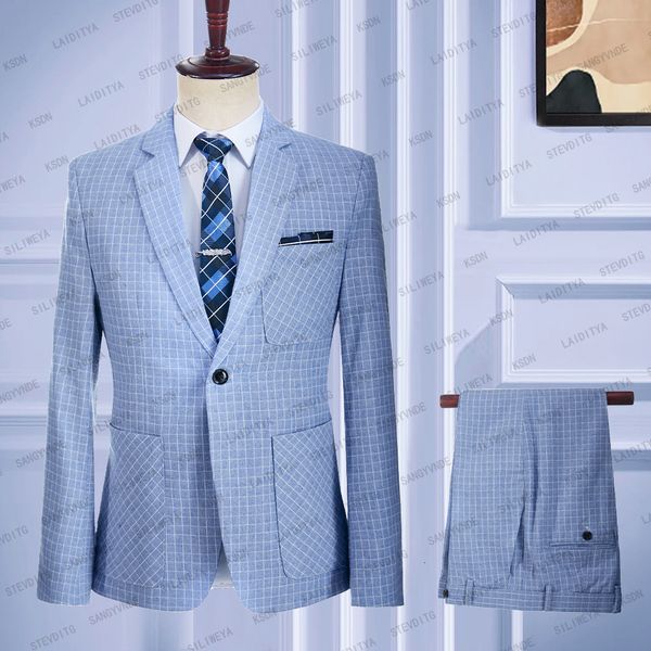 men's suits blazers 2023 fashion men summer costume homme blue white classic plaid linen tuxedos groom wedding 2 pieces set jacket pant, White;black
men's suits blazers 2023 fashion men summer costume homme blue white classic plaid linen tuxedos groom wedding 2 pieces set jacket pant, White;black