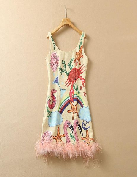 european and american women039s summer 2022 new sleeveless u collar cartoon print fashionable feather dress6552148, Black;gray
european and american women039s summer 2022 new sleeveless u collar cartoon print fashionable feather dress6552148, Black;gray