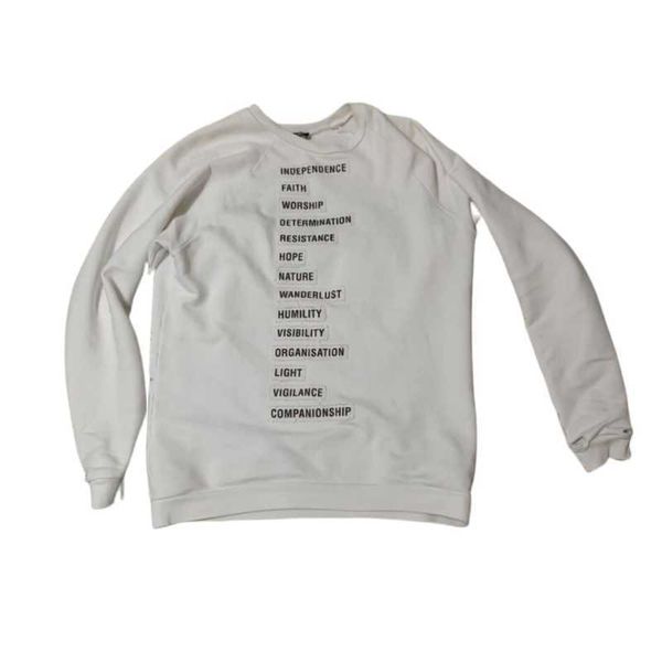 men's hoodies rtim slogan bullet screen patch damaged round neck sweater cleanfit trendy loose washed white pullover top, Black
men's hoodies rtim slogan bullet screen patch damaged round neck sweater cleanfit trendy loose washed white pullover top, Black