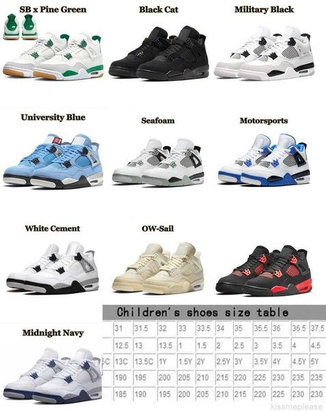 kids baby big kid basketball shoes 4 4s sb pine green black cat midnight navy white oreo sail toddler infants boys girls children youth juni
