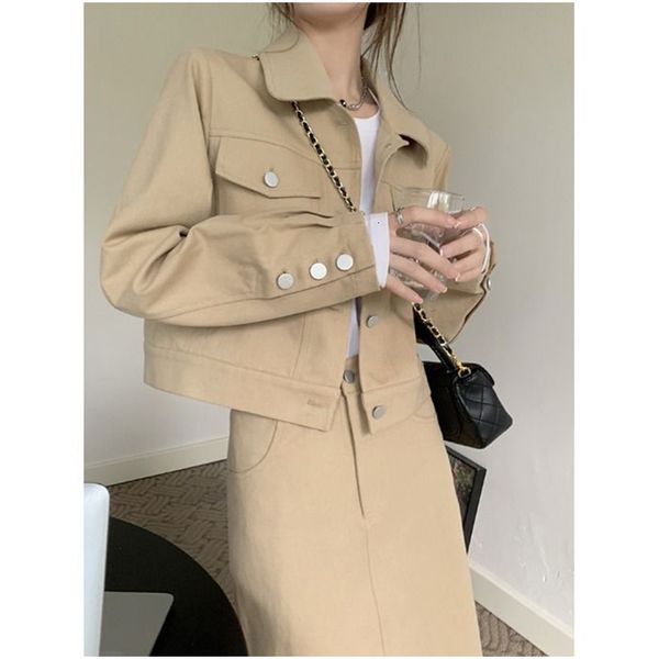 two piece dress autumn womens korean style tooling twopiece temperament fashion casual jacket aline skirt suit solid color slimming 230818, White
two piece dress autumn womens korean style tooling twopiece temperament fashion casual jacket aline skirt suit solid color slimming 230818, White