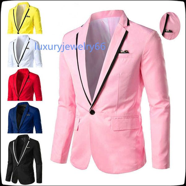 men's slim jacket business casual suit jacket wedding groom men's one button blazer 220409, White;black
men's slim jacket business casual suit jacket wedding groom men's one button blazer 220409, White;black