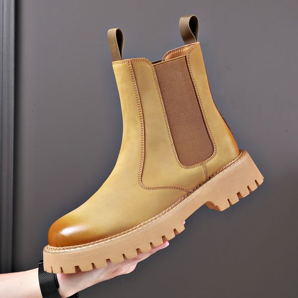 boots yellow men retro thicksoled british style tooling men's high desert genuine leather chelsea fashion 230818, Black
boots yellow men retro thicksoled british style tooling men's high desert genuine leather chelsea fashion 230818, Black