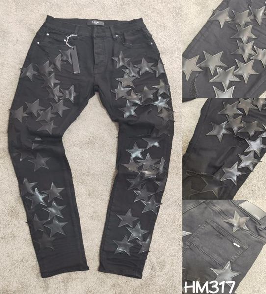 falection mens 21ss amimike distressed leather stars patch ripped denim black jeans5237351, Blue
falection mens 21ss amimike distressed leather stars patch ripped denim black jeans5237351, Blue