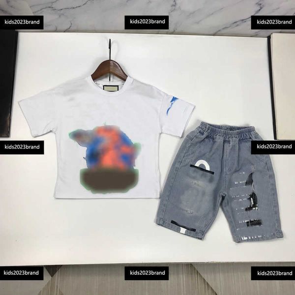kids clothes child sets baby summer outdoor tracksuit 2pcs fashion t-shirts and denim shorts size 90-150 april03, White 
kids clothes child sets baby summer outdoor tracksuit 2pcs fashion t-shirts and denim shorts size 90-150 april03, White