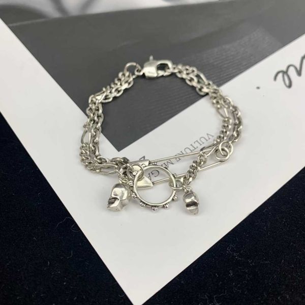 fashion designer alexander queen pin double layer skeleton head bracelet female personality style irregular adjustable bracelet, Silver
fashion designer alexander queen pin double layer skeleton head bracelet female personality style irregular adjustable bracelet, Silver