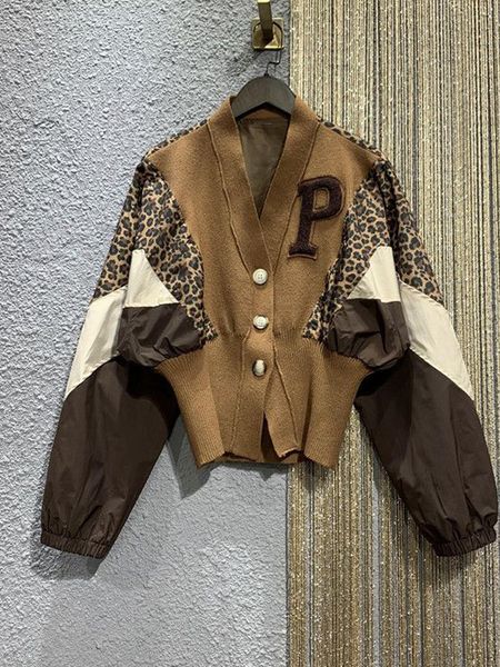 womens knits tees spring and summer leopard print patchwork jacket short knitted vneck singlebreasted streetwear cardigan loose coat 230818, White
womens knits tees spring and summer leopard print patchwork jacket short knitted vneck singlebreasted streetwear cardigan loose coat 230818, White