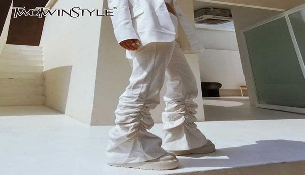 twotwinstyle white corduroy flare pants for women high waist casual ruched loose straight trouser female fashion new clothing q0809841988, Black;white
twotwinstyle white corduroy flare pants for women high waist casual ruched loose straight trouser female fashion new clothing q0809841988, Black;white