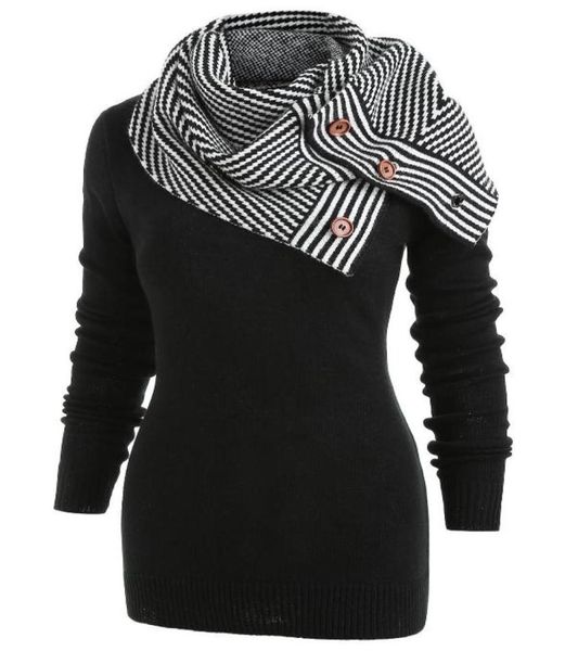 wipalo plus size pullover sweater women buttons crew neck long sleeve sweater with striped scarf winter knitting ladies 7689358, White;black
wipalo plus size pullover sweater women buttons crew neck long sleeve sweater with striped scarf winter knitting ladies 7689358, White;black