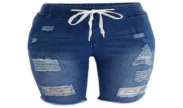 summer distressed bermuda denim jeans shorts women knee length stretch short hole lace up high elastic waist blue capris6159955
summer distressed bermuda denim jeans shorts women knee length stretch short hole lace up high elastic waist blue capris6159955