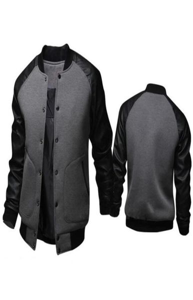 fashion black jacket spring mens single breasted pu leather patchwork baseball jacket brand gray jackets 4621621, Black;brown
fashion black jacket spring mens single breasted pu leather patchwork baseball jacket brand gray jackets 4621621, Black;brown