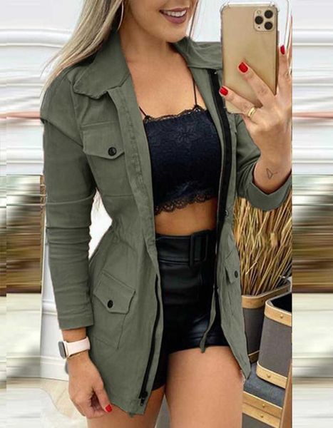 women039s jackets ninimour autumn women pocket zipper design drawstring cargo coat 2022 femme casual jacket office lady outfits5570875, Black;brown
women039s jackets ninimour autumn women pocket zipper design drawstring cargo coat 2022 femme casual jacket office lady outfits5570875, Black;brown