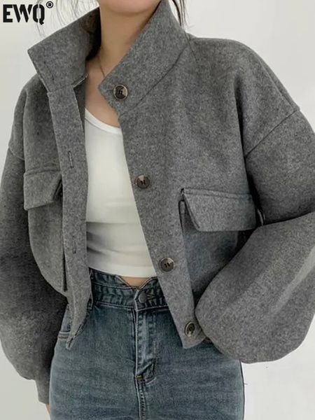 womens wool blends ewq autumn retro stand collar single breasted loose woolen coats for women casual long sleeve flap pockets short coat 230, Black
womens wool blends ewq autumn retro stand collar single breasted loose woolen coats for women casual long sleeve flap pockets short coat 230, Black