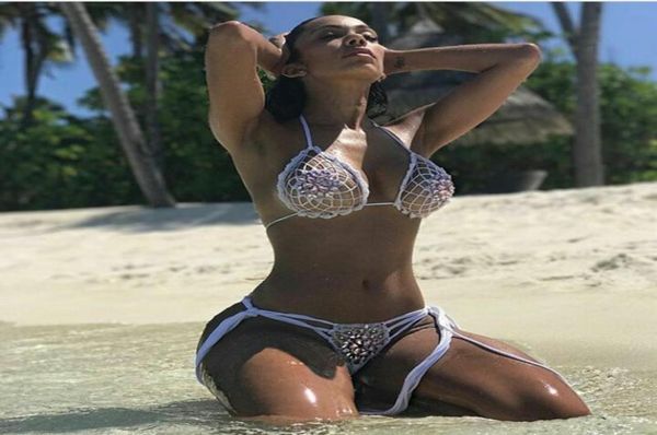 women's swimwear hollow out crochet bikini crystal diamond micro women swimsuit luxury rhine split4655019, White;black
women's swimwear hollow out crochet bikini crystal diamond micro women swimsuit luxury rhine split4655019, White;black