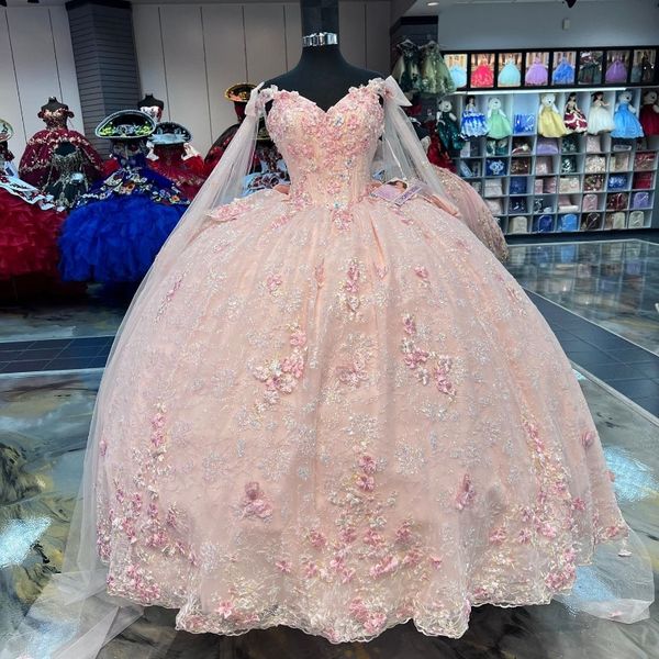 2023 pink v-neck sweet quinceanera dresses 3d flower with cape sweet 15 birthday party gowns luxury girl vestidos de 15 anos, Blue;red
2023 pink v-neck sweet quinceanera dresses 3d flower with cape sweet 15 birthday party gowns luxury girl vestidos de 15 anos, Blue;red