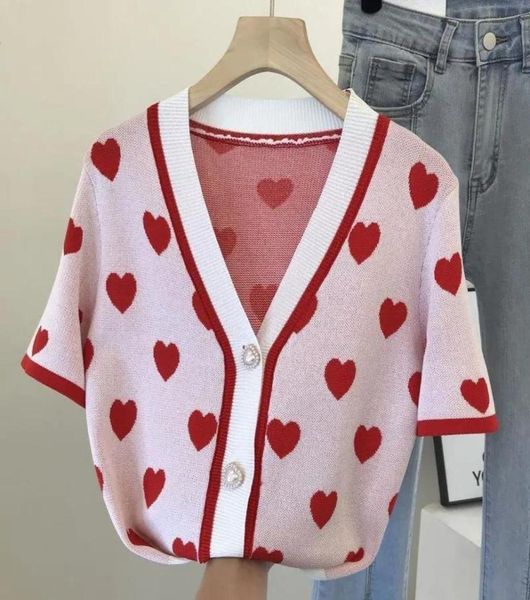 women039s sweaters vintage v neck love jacquard pearl button short sleeve knitted cardigan for women korean fashion singlebrea4440666, White;black
women039s sweaters vintage v neck love jacquard pearl button short sleeve knitted cardigan for women korean fashion singlebrea4440666, White;black