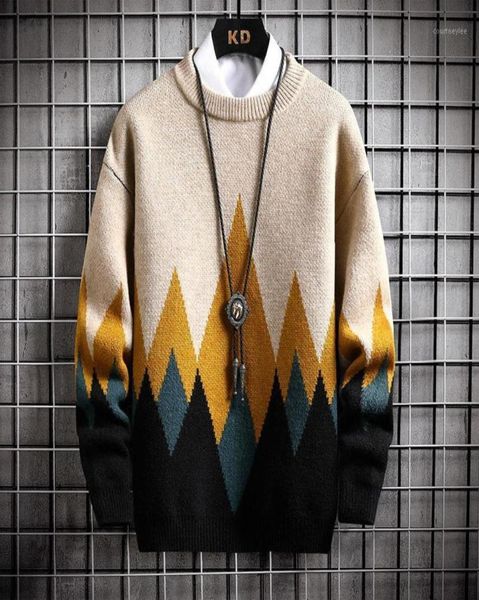 men039s sweaters patchwork oneck loose sweater fashion 2021 pullover autumn men winter pattern knitted mens casual bottom shir4986736, White;black 
men039s sweaters patchwork oneck loose sweater fashion 2021 pullover autumn men winter pattern knitted mens casual bottom shir4986736, White;black