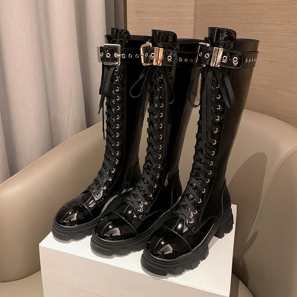 boots autumn and winter women kneehigh boots natural leather 2225cm cowhide side zipper knight belt buckle modern 230818, Black
boots autumn and winter women kneehigh boots natural leather 2225cm cowhide side zipper knight belt buckle modern 230818, Black