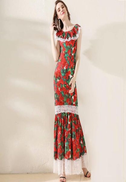 women039s runway dresses slash neckline ruffles lace trim floral printed elegant mermaid long casual designer dresses2893290, White;black
women039s runway dresses slash neckline ruffles lace trim floral printed elegant mermaid long casual designer dresses2893290, White;black