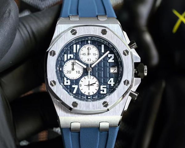 luxury men's watch quartz movement watch rubber strap stainless steel case sapphire glass chronograph watch, Slivery;brown
luxury men's watch quartz movement watch rubber strap stainless steel case sapphire glass chronograph watch, Slivery;brown