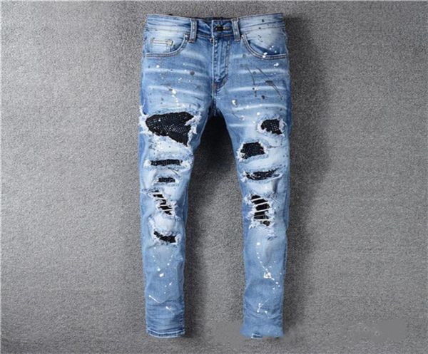classic printed embroidery designer mens jeans motorcycle hole luxury denim men039s fashion street wear men designer pants1229698, Blue
classic printed embroidery designer mens jeans motorcycle hole luxury denim men039s fashion street wear men designer pants1229698, Blue