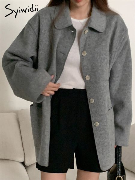 womens jackets syiwidii single breasted coats for women fashion vintage long sleeve turn down collar wool coat casual solid loose 230818, Black;brown
womens jackets syiwidii single breasted coats for women fashion vintage long sleeve turn down collar wool coat casual solid loose 230818, Black;brown