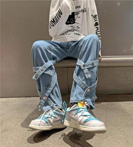 men039s jeans long trousers hong kong style ruffian handsome boy casual bandage straight pants korean version wide tide brandme8505186, Blue
men039s jeans long trousers hong kong style ruffian handsome boy casual bandage straight pants korean version wide tide brandme8505186, Blue