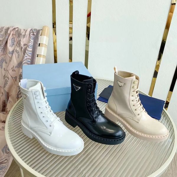 calf leather trim patchwork canvas ankle boots lace-up vamp rounded toe logo triangle women's outdoor shoes luxury designer booties fac, Black
calf leather trim patchwork canvas ankle boots lace-up vamp rounded toe logo triangle women's outdoor shoes luxury designer booties fac, Black