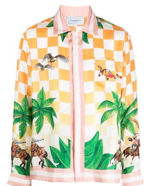 casablanca club castle button up shirt plaid printed shirts lazy loose shirt polos casablanc, White;black
casablanca club castle button up shirt plaid printed shirts lazy loose shirt polos casablanc, White;black