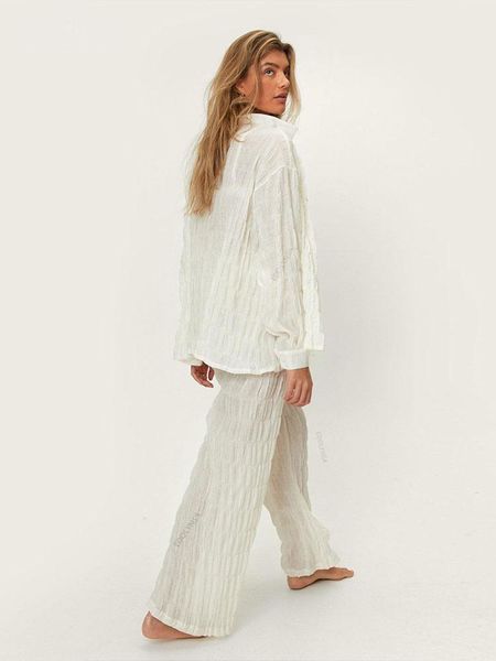 swimwear 2022 boho solid color shirt pants suit casual autumn clothes woman slightly transparent pants two piece set beach wear a1779, White;black
swimwear 2022 boho solid color shirt pants suit casual autumn clothes woman slightly transparent pants two piece set beach wear a1779, White;black