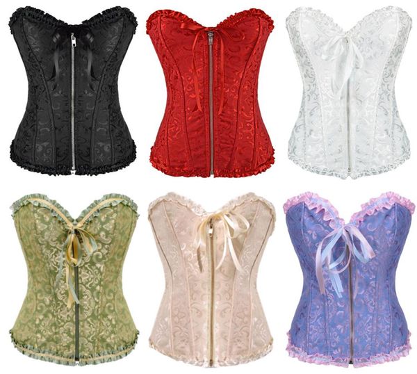 gothic brocade corset white with zipper front and lace back women bustiers lingerie 81077835442, Black;white
gothic brocade corset white with zipper front and lace back women bustiers lingerie 81077835442, Black;white