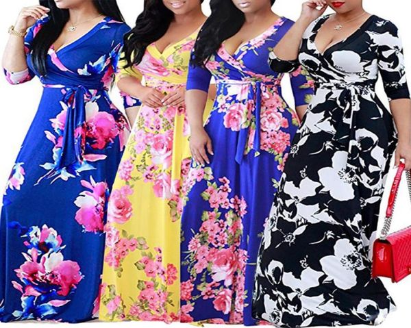 european and american plus size casual dresses women039s vneck printed laceup waist long skirt4119569, Black;gray
european and american plus size casual dresses women039s vneck printed laceup waist long skirt4119569, Black;gray