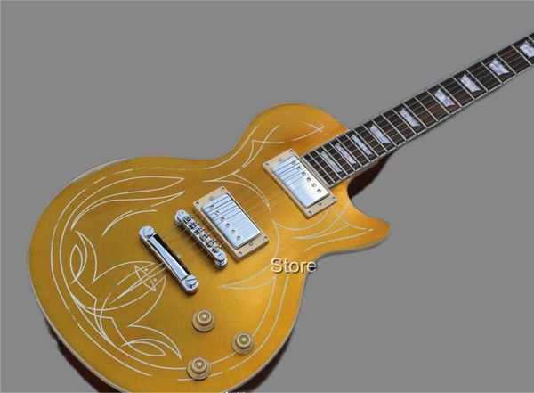 new heavy duty aging slash gold custom electric guitar, matte finish, chrome hardware, solid body
new heavy duty aging slash gold custom electric guitar, matte finish, chrome hardware, solid body