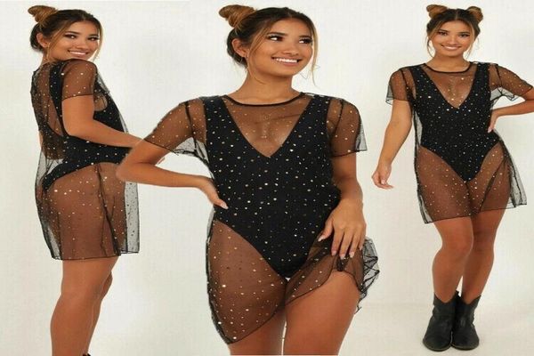 women039s swimwear meihuida moonstar sequins mesh bikini cover up sheer oneck short sleeve black beach mini dresses5955756, White;black
women039s swimwear meihuida moonstar sequins mesh bikini cover up sheer oneck short sleeve black beach mini dresses5955756, White;black