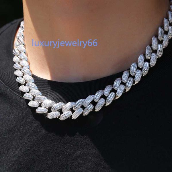 custom iced hip hop 925 sterling silver diamond jewelry vvs moissanite necklace 925 sterling silver cuban chain