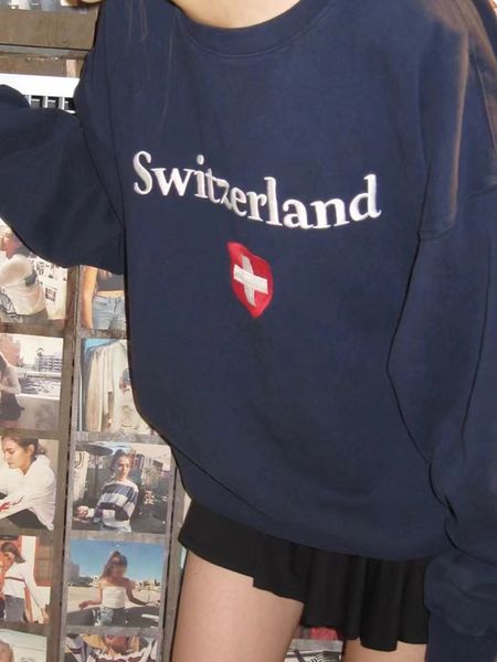 women s hoodies sweatshirts vintage letter flag embroidery women y2k streetwear cotton autumn warm pullovers chic preppy style loose 230818, Black
women s hoodies sweatshirts vintage letter flag embroidery women y2k streetwear cotton autumn warm pullovers chic preppy style loose 230818, Black