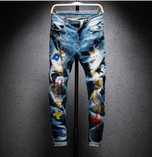 ripped pant mens colored patchwork ripped jeans casual embroidery stretch denim pant slim fit straight trousers size 28 36 j30374377048, Blue
ripped pant mens colored patchwork ripped jeans casual embroidery stretch denim pant slim fit straight trousers size 28 36 j30374377048, Blue