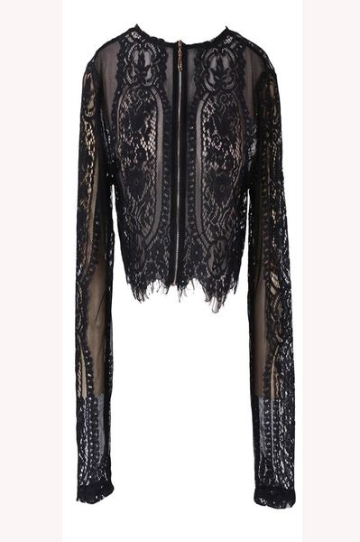 spring summer black lace women hollow out shirt long sleeve blouse lady office lady9427820, White
