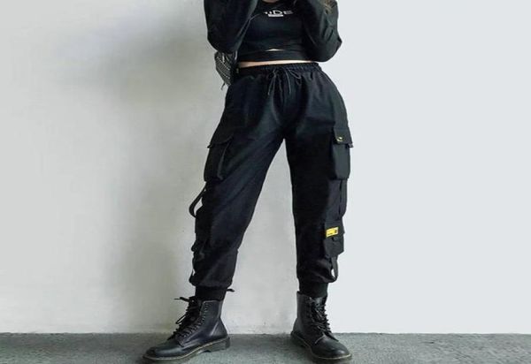 womens cargo pants black ribbon pocket jogger elastic waist high streetwear harajuku pant punk females trousers harem pants1891756
womens cargo pants black ribbon pocket jogger elastic waist high streetwear harajuku pant punk females trousers harem pants1891756