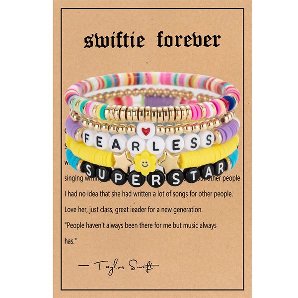 5pcs swiftie friendship bracelets set taylor music surfer heishi beads strands flower heart star letter charm stackable soft clay bohemian w, Black
5pcs swiftie friendship bracelets set taylor music surfer heishi beads strands flower heart star letter charm stackable soft clay bohemian w, Black
